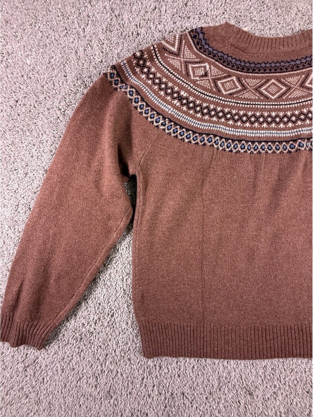 Weatherproof Vintage Women's L Fair Isle Crewneck Sweater Copper Polyester NWT - Picture 13 of 13